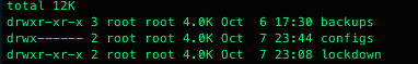 The backups, configs, and lockdown deployment directories